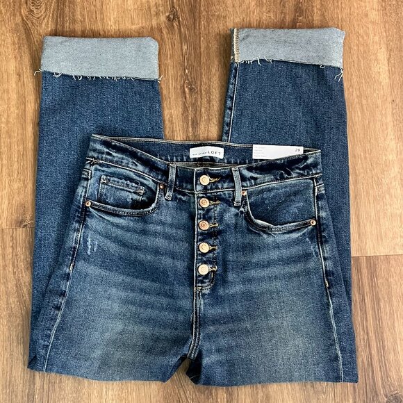 LOFT Denim - NEW Loft Fresh Cut High Rise Straight Jeans Raw Hem Sz 8